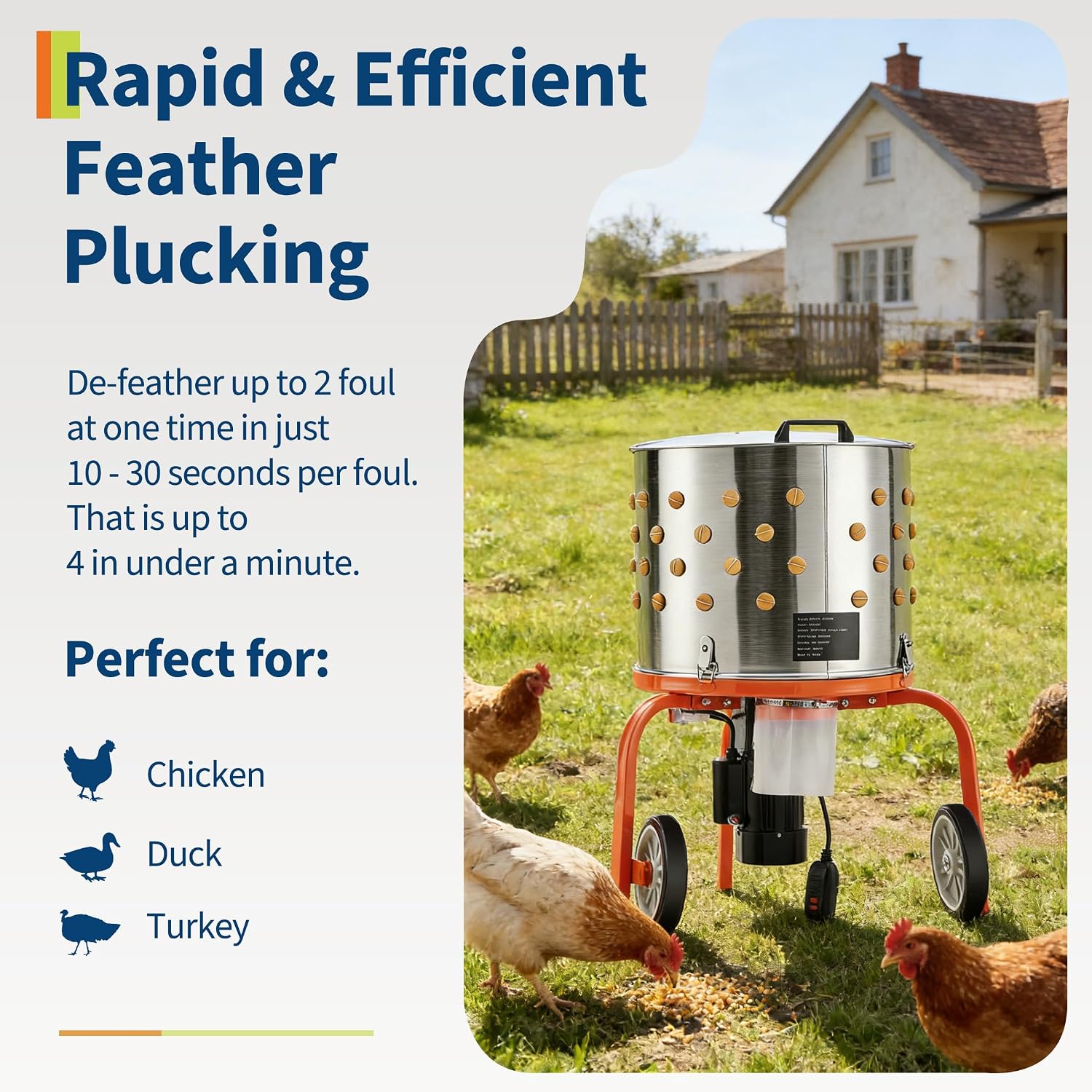 Chicken Plucker Machine - 20 inç Paslanmaz Çelik Tavuk Tüy
